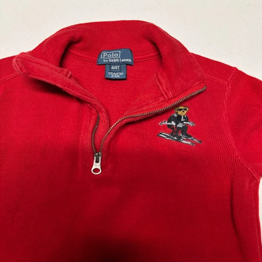 Polo Ralph Lauren Toddler Cotton Quarter-Zip Pullover Long Sleeve Polo Shirt 4T